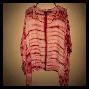 Tie-dyed pink & white blouse